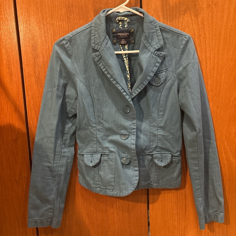 American Eagle Outfitters Blue Blazer Lightweight Suit Jacket